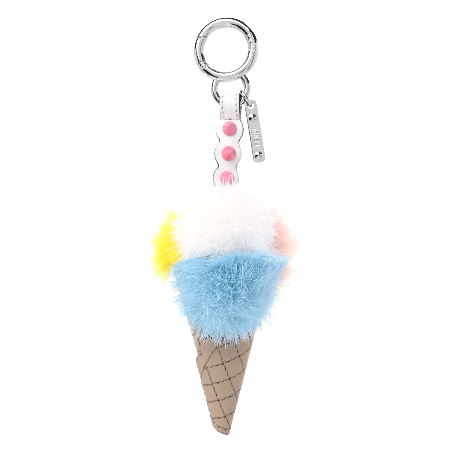 Fendi Mink Fur Calfskin Fun Fair Ice Cream Cone Bag Charm Beige Multicolor 1 of 3