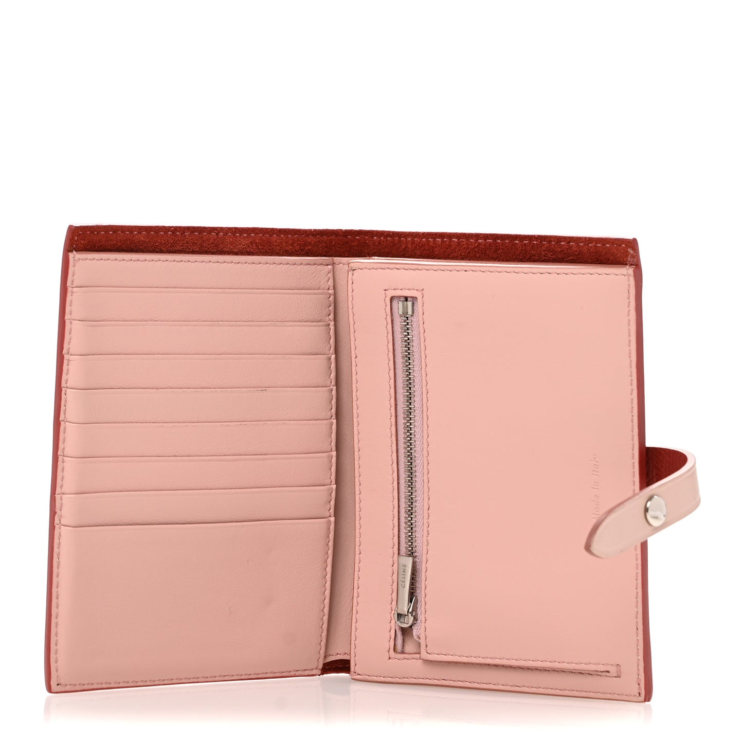 Grained Calfskin Medium Multifunction Strap Wallet Scarlet