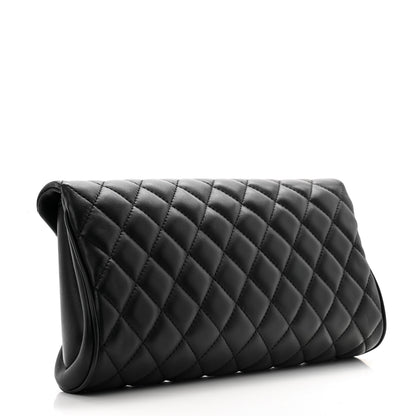Chanel Lambskin Quilted Fold Up Again Clutch Black 3 of 10