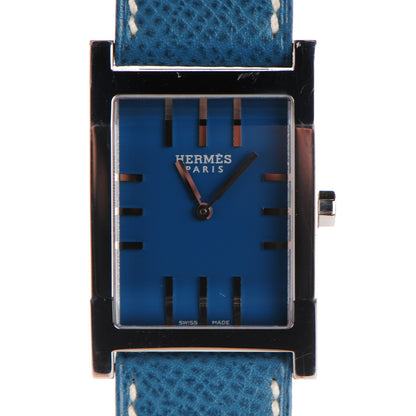 Hermes Stainless Steel Courchevel 30mm Tandem Quartz Watch Blue Jean 1 of 7