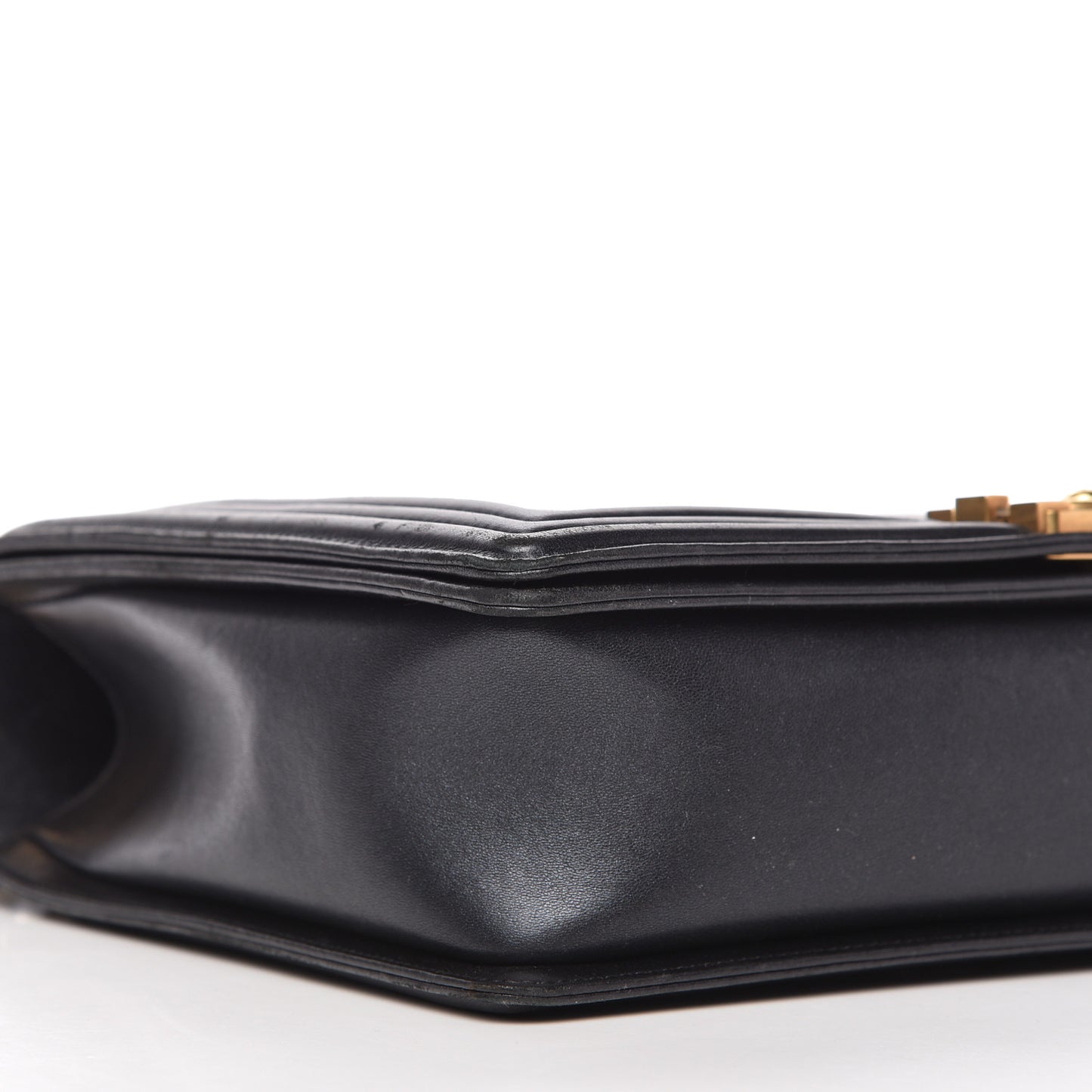 Calfskin Quilted Large Boy Flap Black