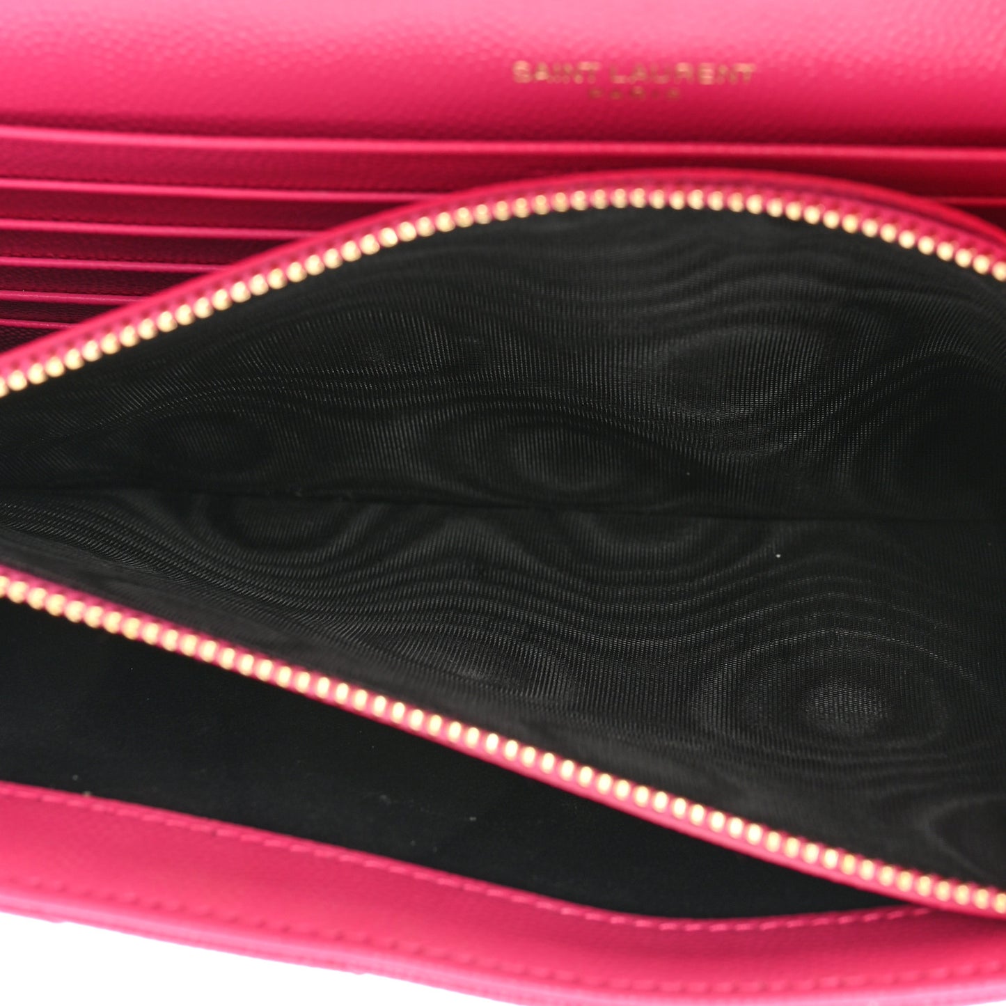 Grain De Poudre Matelasse Chevron Cassandre Chain Wallet Lipstick Fuschia