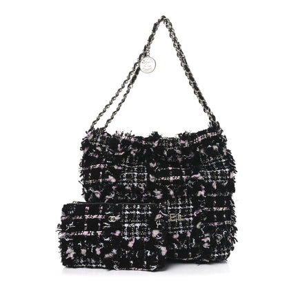 Chanel Tweed Sequin Quilted Chanel 22  Black Pink Multicolor 3 of 11