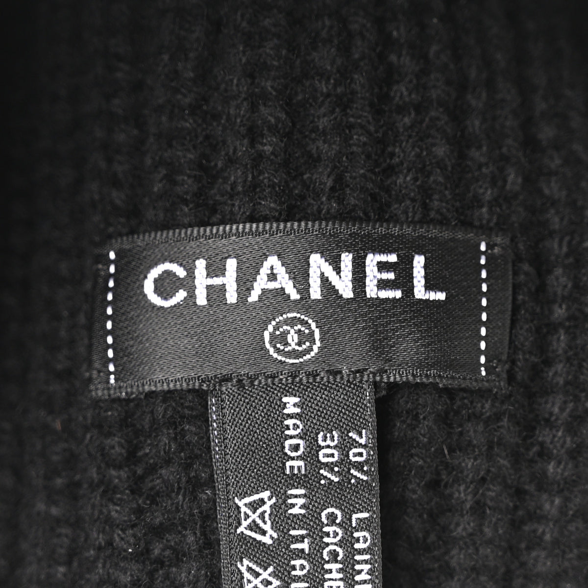Wool Cashmere CC Beanie Hat Light Black White