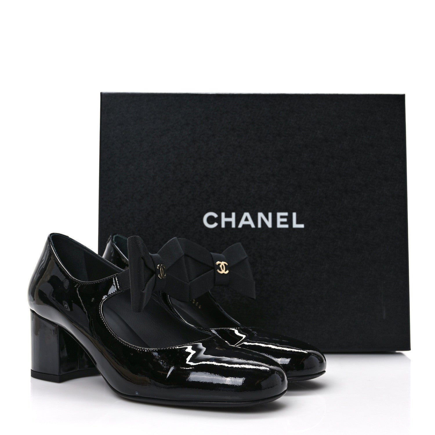 Chanel Patent Calfskin Grosgrain Bow Mary Jane Flats 37 Black 9 of 9