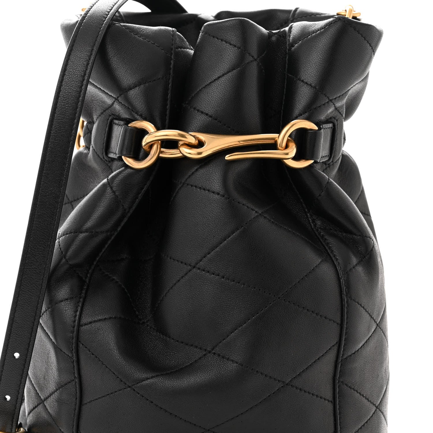 Saint Laurent SAINT LAURENT Lambskin Quilted Le Maillon Bucket Bag Black 7 of 9