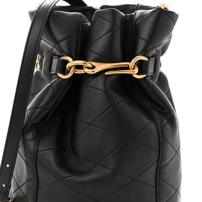 Saint Laurent SAINT LAURENT Lambskin Quilted Le Maillon Bucket Bag Black 7 of 9