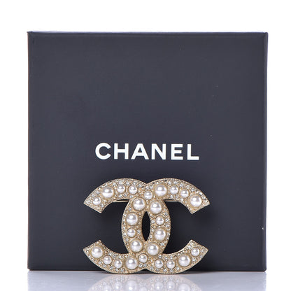 Chanel Pearl Crystal CC Brooch Gold 5 of 5