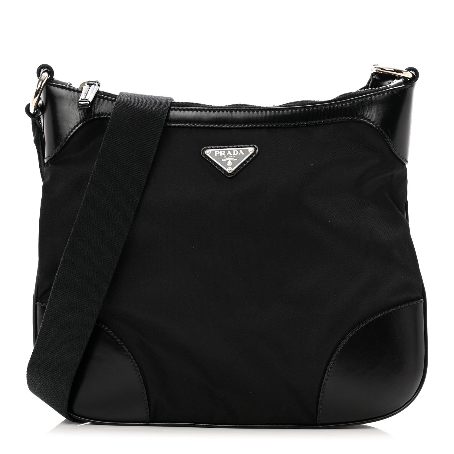 Prada Tessuto Nylon Calfskin Flat Messenger Bag Black 1 of 9