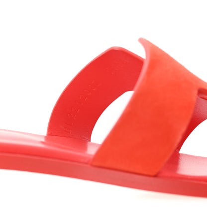 Hermes Suede Goatskin Oran Sandals 38.5 Rouge Grenadine 9 of 10