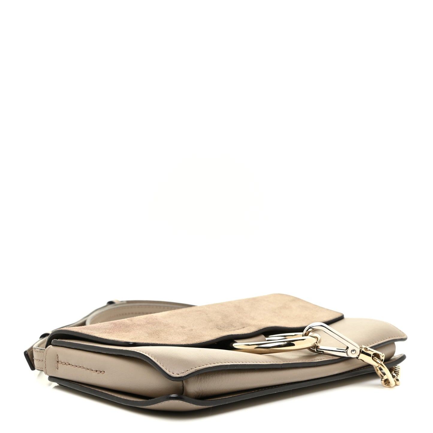 Suede Calfskin Small Faye Shoulder Bag Motty Grey