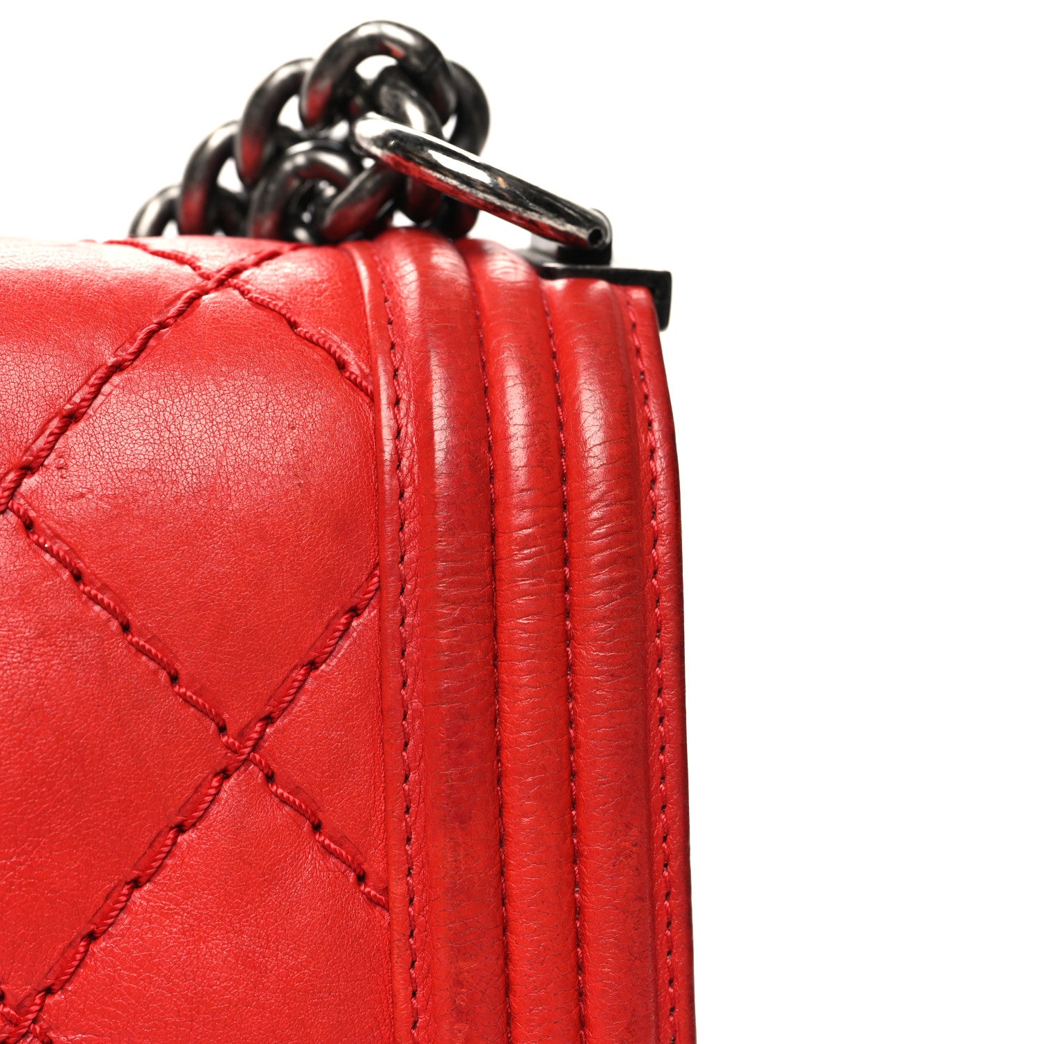 Chanel Calfskin Double Stitch New Medium Boy Flap Red 14 of 16