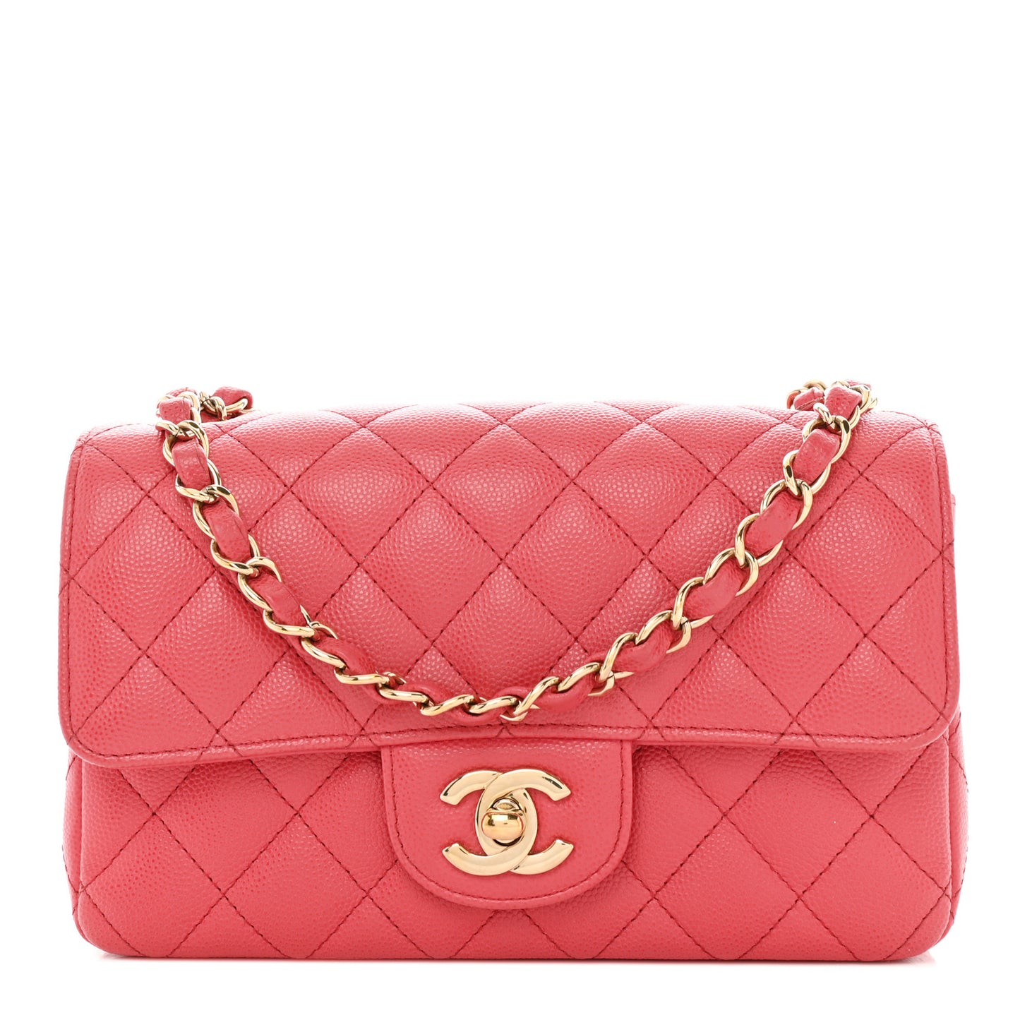 Caviar Quilted Mini Rectangular Flap Dark Pink