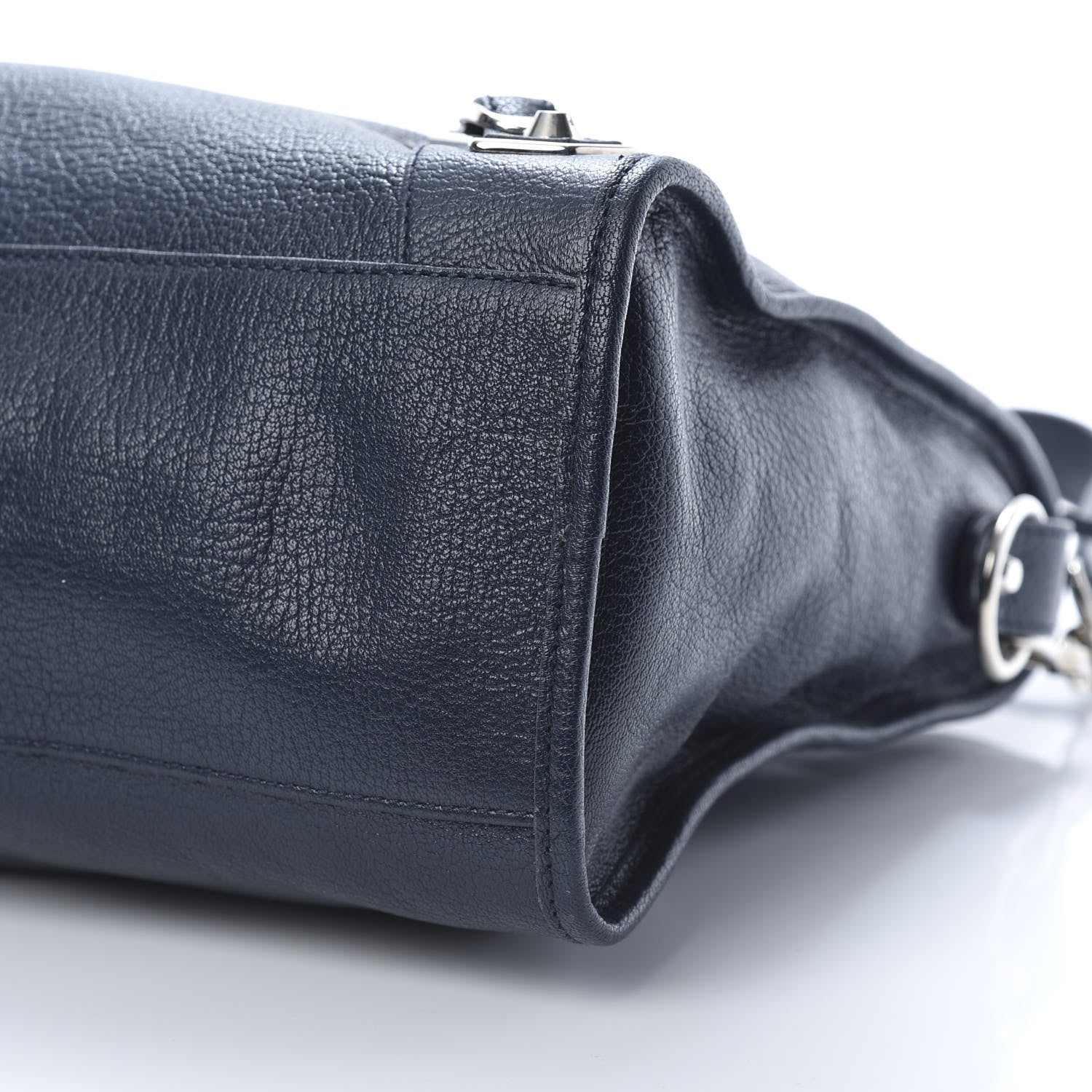 Balenciaga Chevre Silver Metallic Edge Hardware City Bleu Nuit Dark Sea 10 of 12