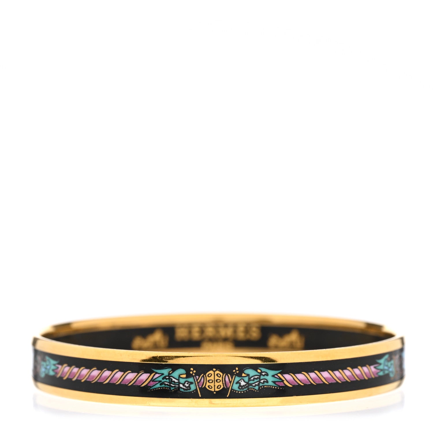 Hermes Enamel Printed Narrow Bracelet 65 Black 1 of 5
