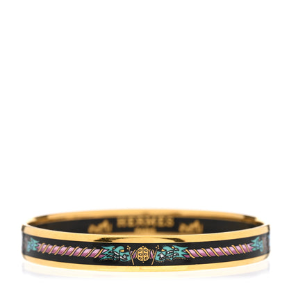 Hermes Enamel Printed Narrow Bracelet 65 Black 1 of 5