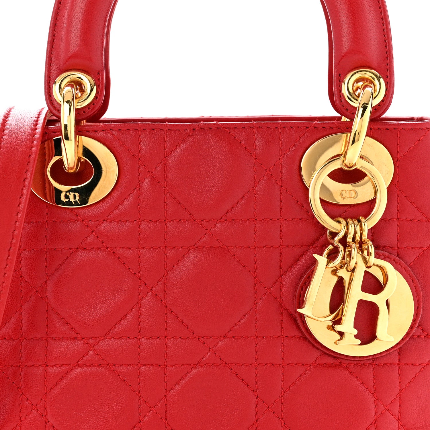 Christian Dior Lambskin Cannage Mini Lady Dior Red 8 of 10