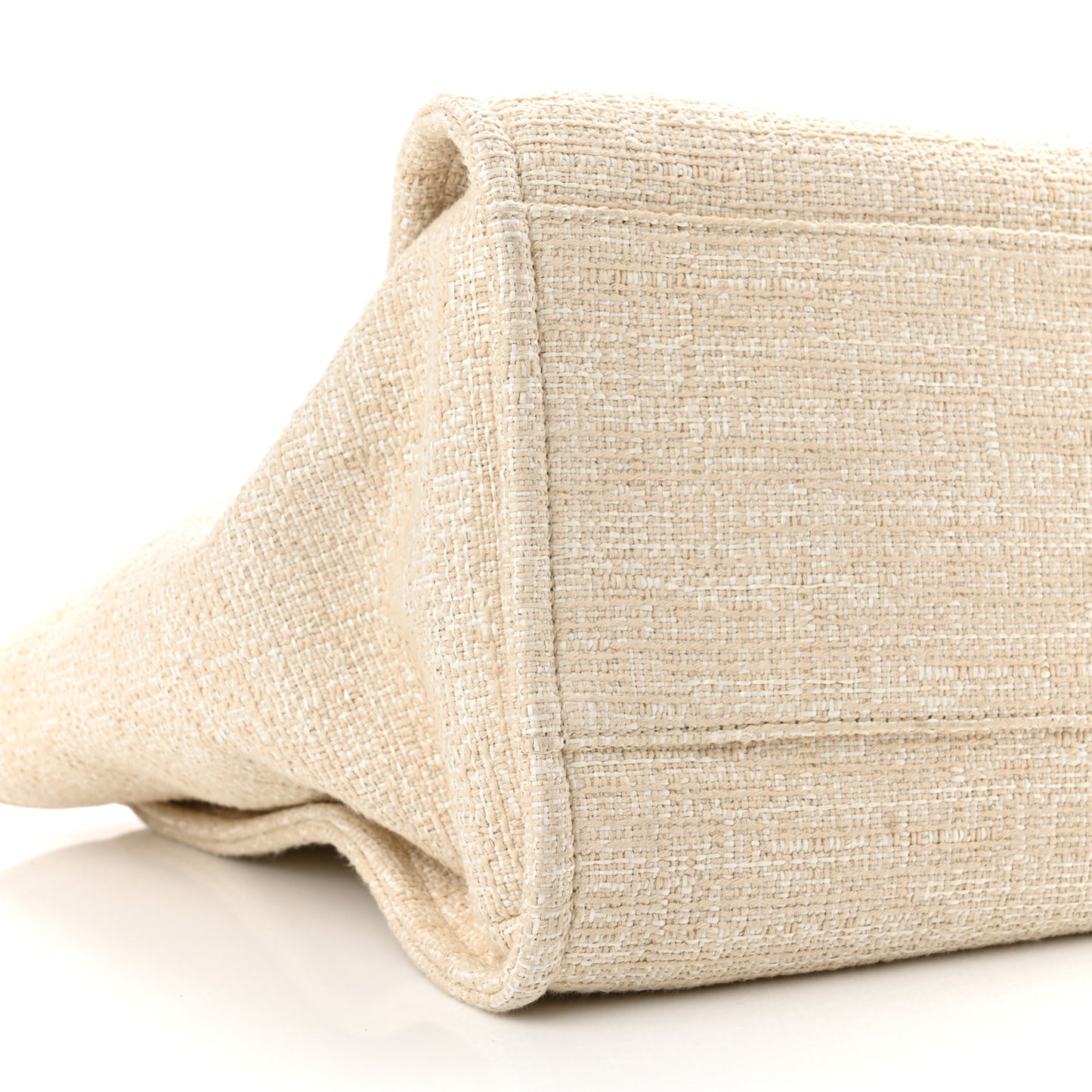 Mixed Fibers Calfskin Medium Deauville Tote Light Beige