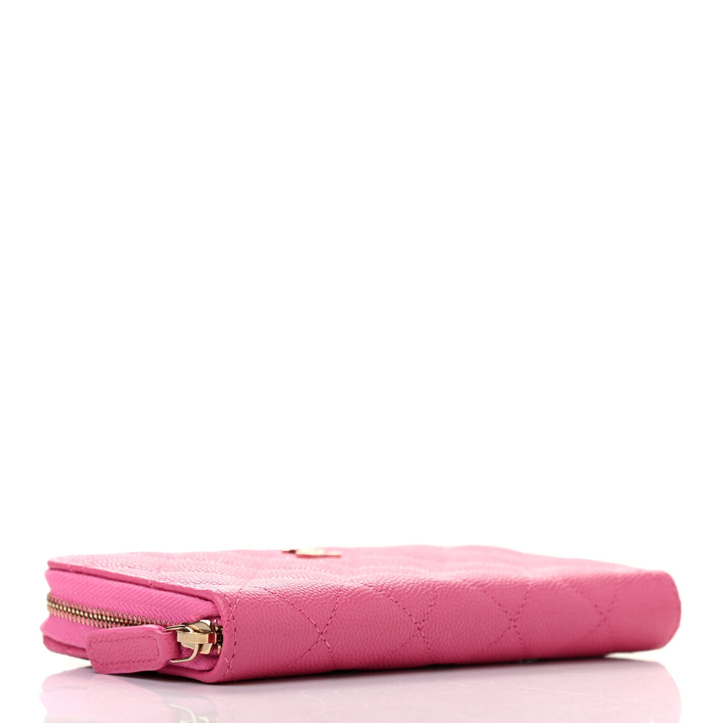 Caviar Quilted Medium Zip Around Wallet Pink