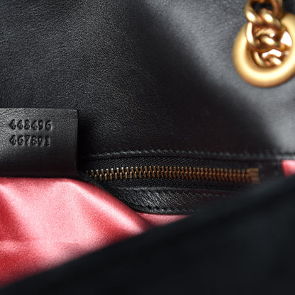 Gucci Velvet Matelasse Loved Embroidered Medium GG Marmont Shoulder Bag Black 9 of 10