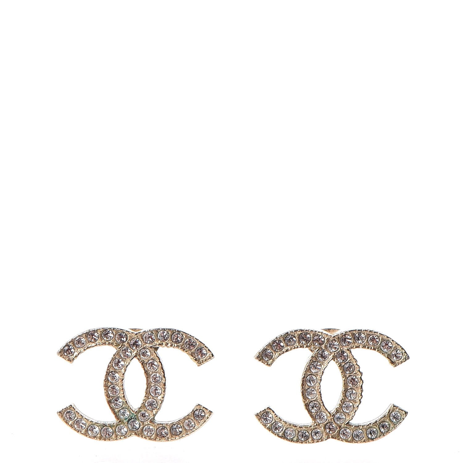 Chanel Crystal CC Earrings Gold 1 of 6