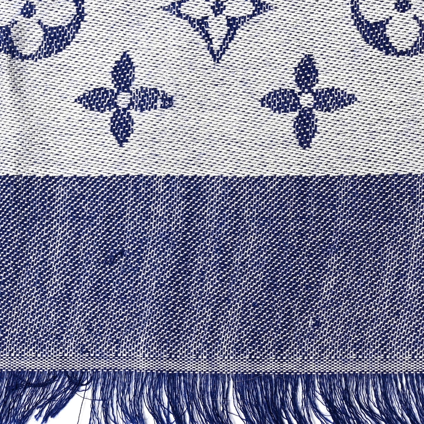 Silk Wool Monogram Denim Shawl Light Blue