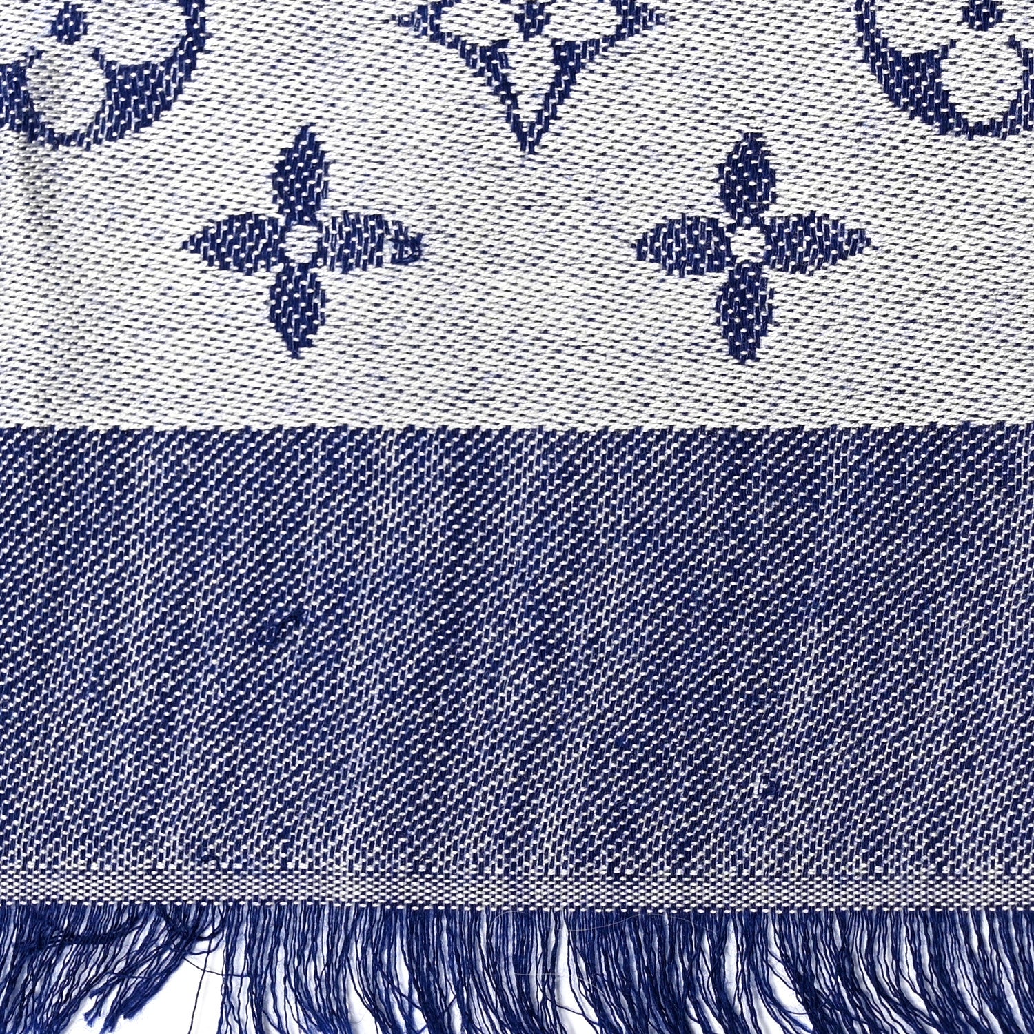 Louis Vuitton Silk Wool Monogram Denim Shawl Light Blue 3 of 6