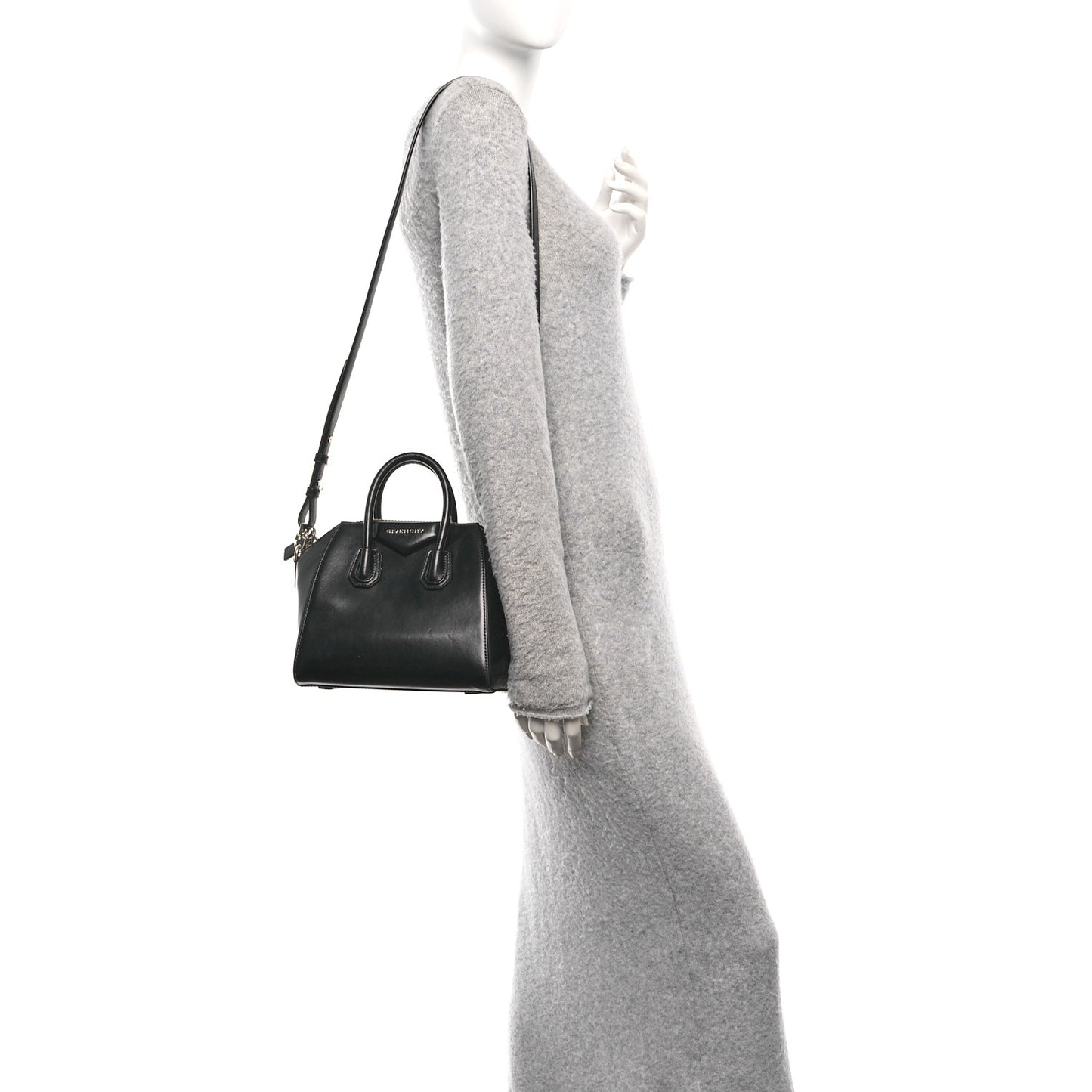 Shiny Lord Calfskin Mini Antigona Black