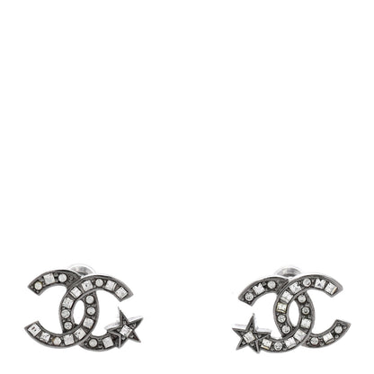 Chanel Crystal CC Starfall Earrings Silver 1 of 4