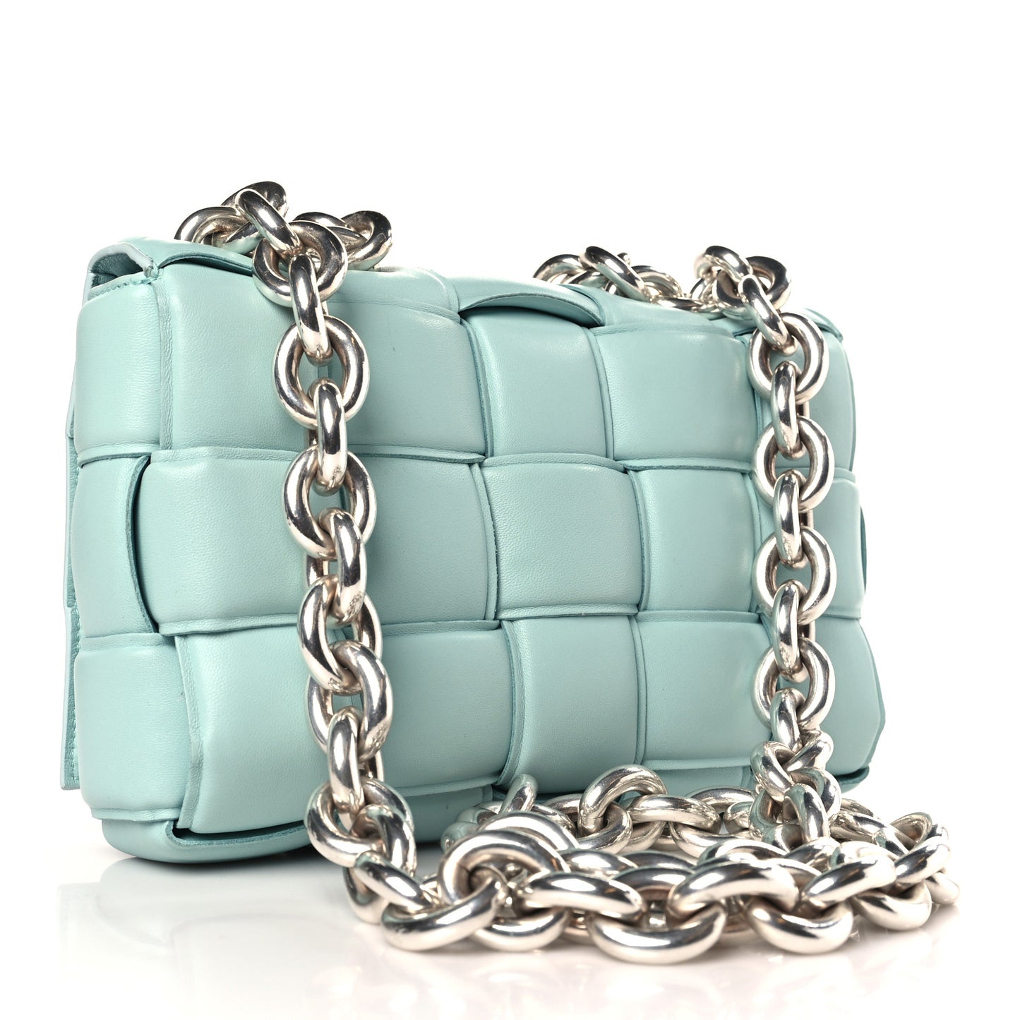 Lambskin Maxi Intreccio Padded Chain Cassette Crossbody Bag Spearmint