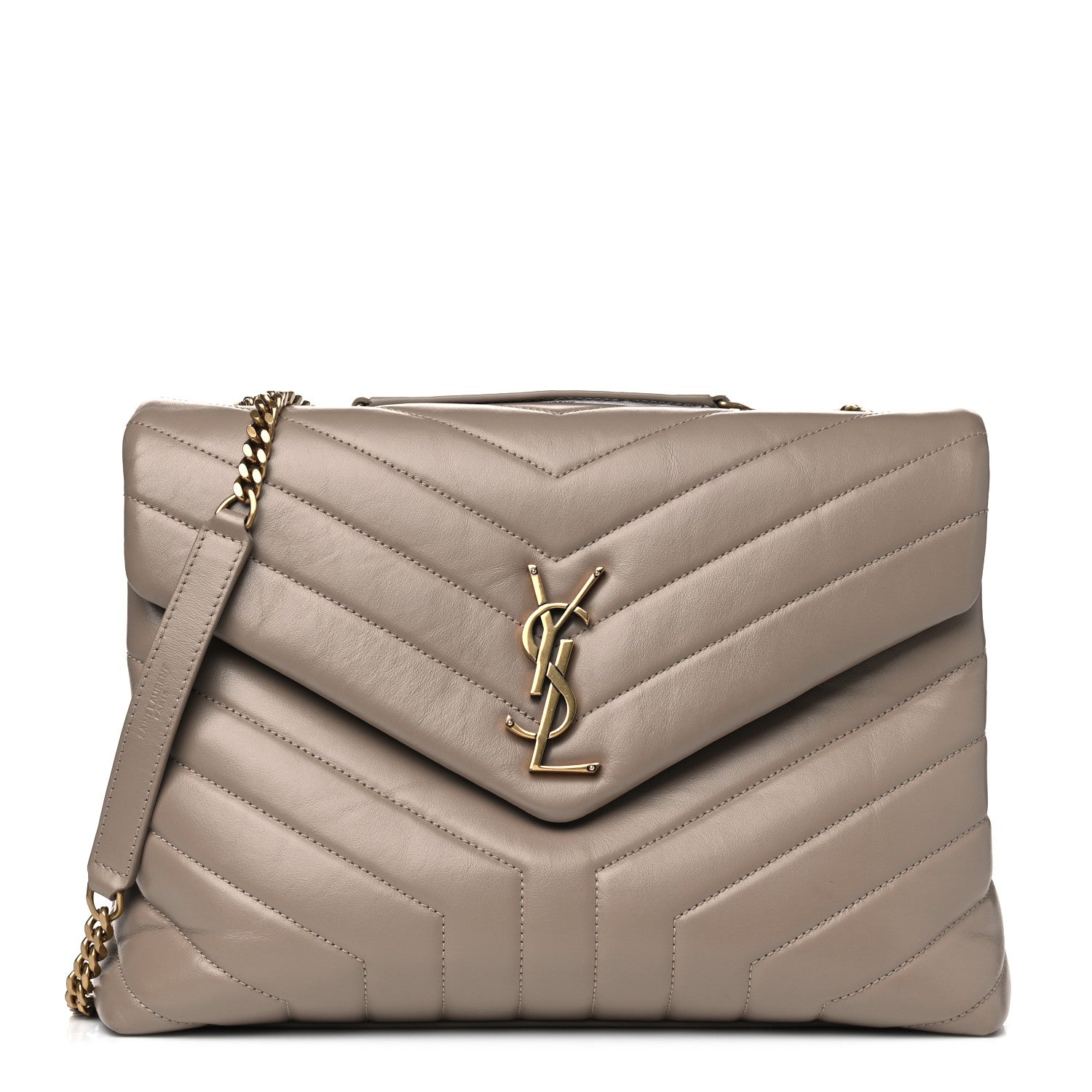 Saint Laurent Calfskin Y Quilted Monogram Medium Loulou Chain Satchel Dusty Grey 1 of 4