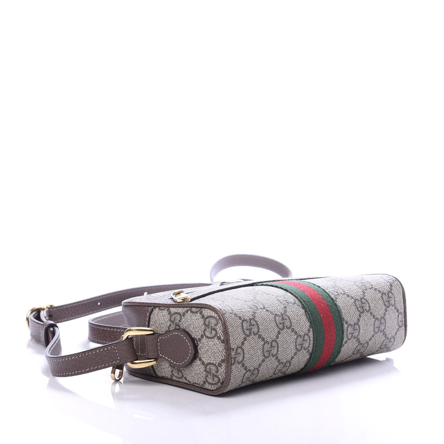 Gucci GG Supreme Monogram Web Mini Ophidia Shoulder Bag Brown 3 of 9