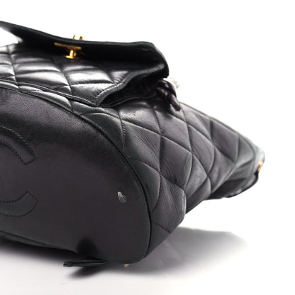 Chanel Lambskin Quilted Drawstring Backpack Black 10 of 13