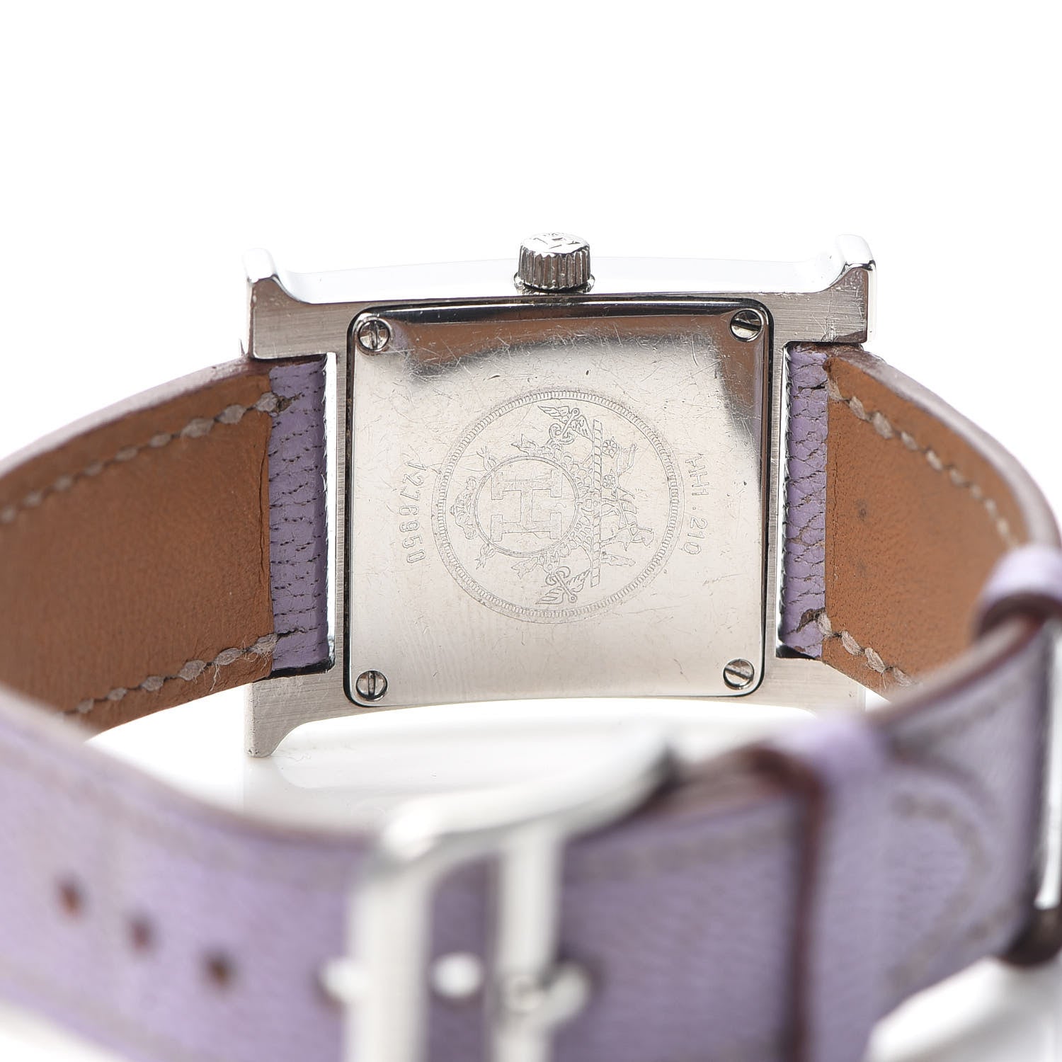 Hermes Stainless Steel Chevre Mysore 21mm Heure H Hour Quartz Watch Lilac 4 of 5