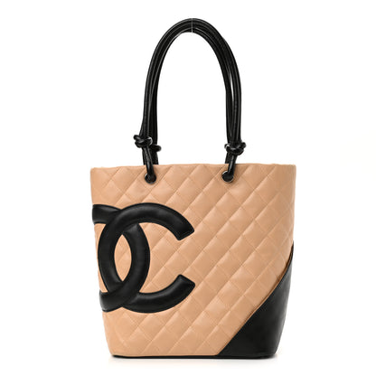 Chanel Calfskin Quilted Medium Cambon Tote Beige Black 1 of 16