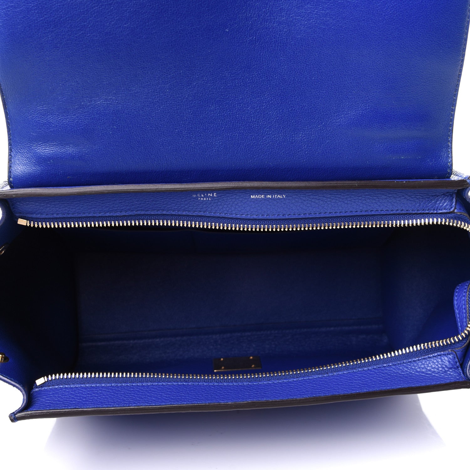 Celine Drummed Calfskin Suede Small Trapeze Indigo 6 of 10