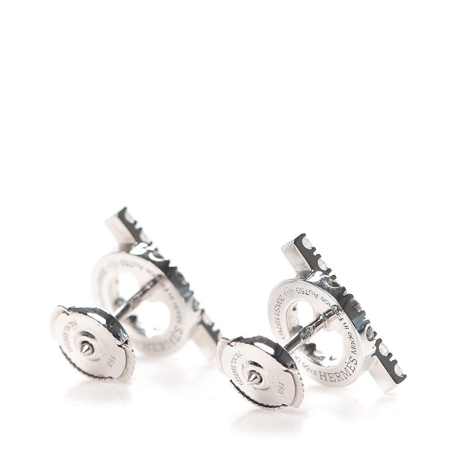 Hermes 18K White Gold Diamond Finesse Earrings 3 of 5