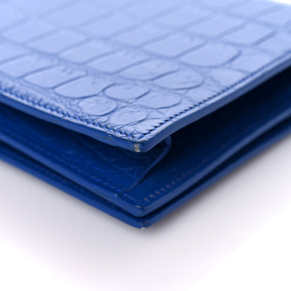 Saint Laurent Calfskin Crocodile Embossed Classic Kate Monogram Clutch Royal Blue 11 of 17