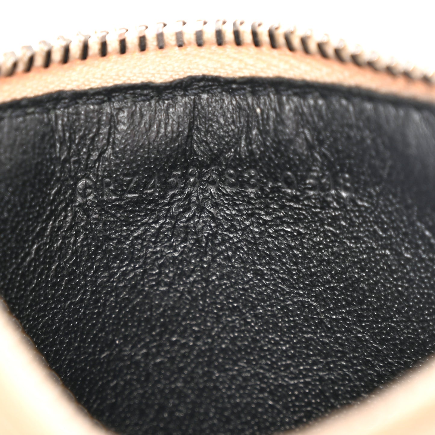 Grained Calfskin 5 Fragments Zip Pouch Card Holder Nude Powder