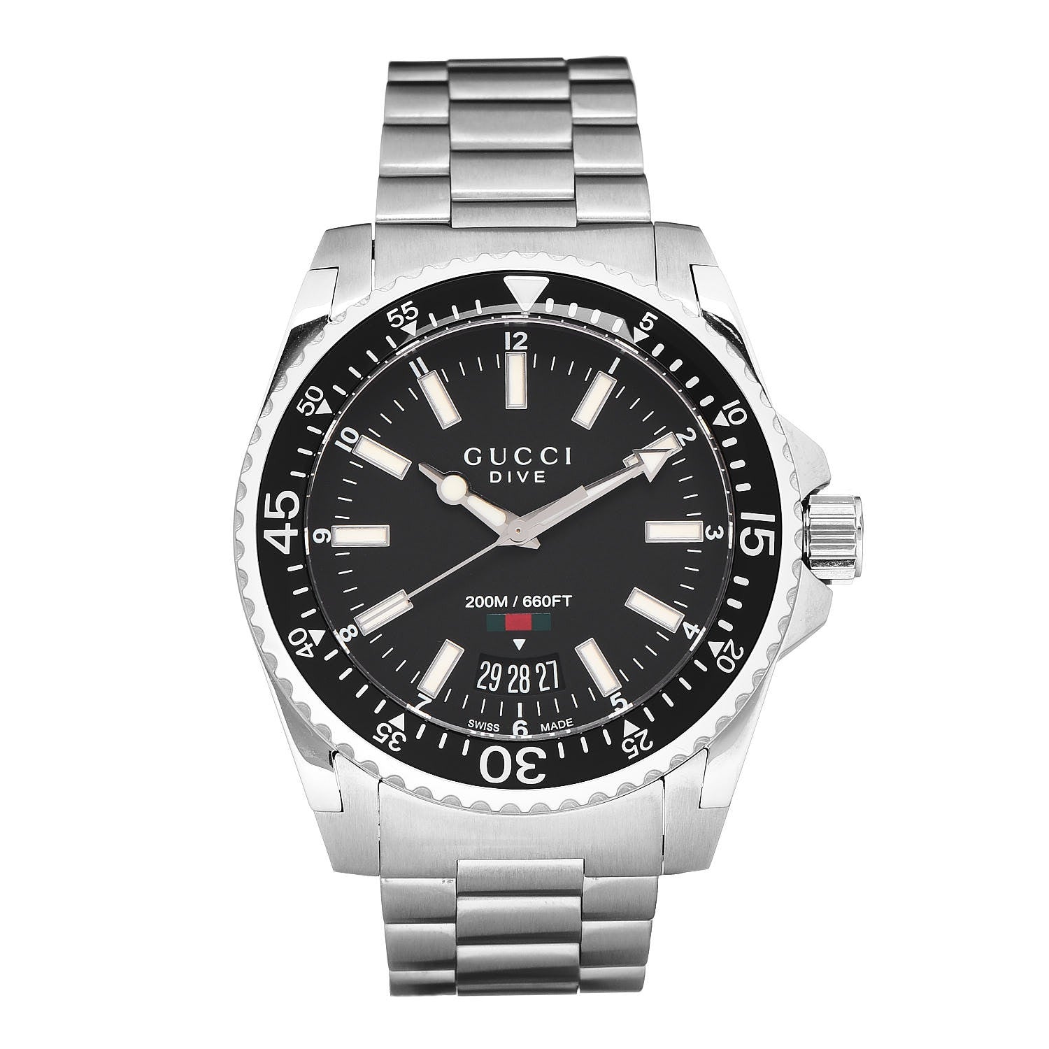 Gucci Stainless Steel 40mm Dive Quartz Watch Black 1 of 8