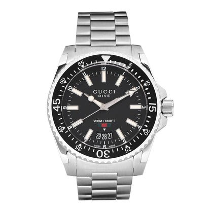 Gucci Stainless Steel 40mm Dive Quartz Watch Black 1 of 8