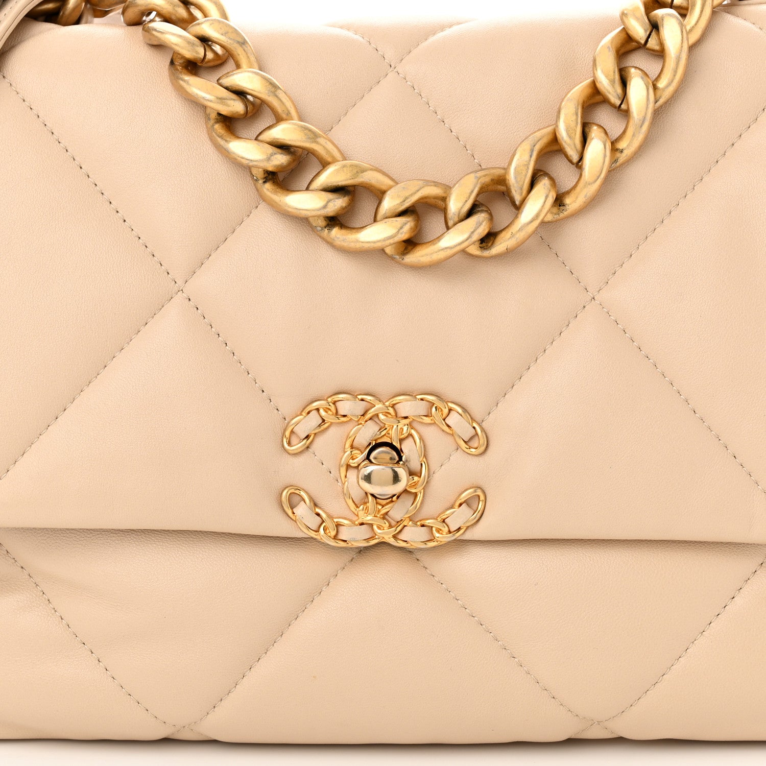 Chanel Lambskin Quilted Large Chanel 19 Flap Beige 8 of 10