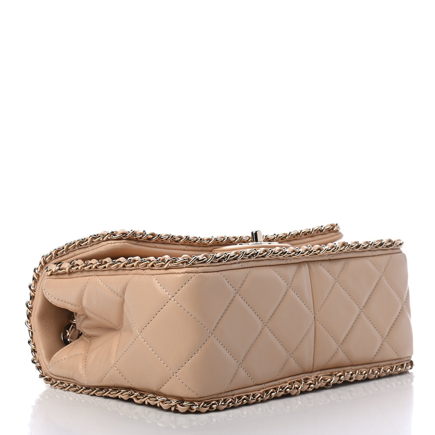 Chanel Crumpled Calfskin Medium Chain All Over Flap Beige 4 of 9