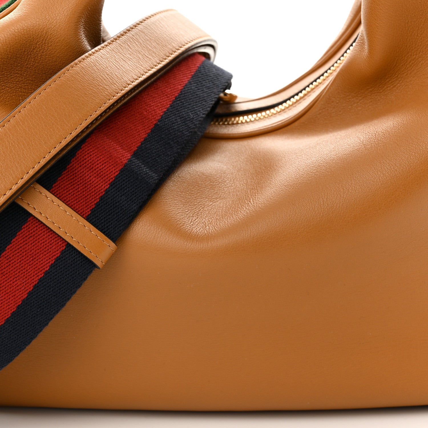Gucci Aria Calfskin Web Large Attache Shoulder Bag Dark Orange 8 of 10