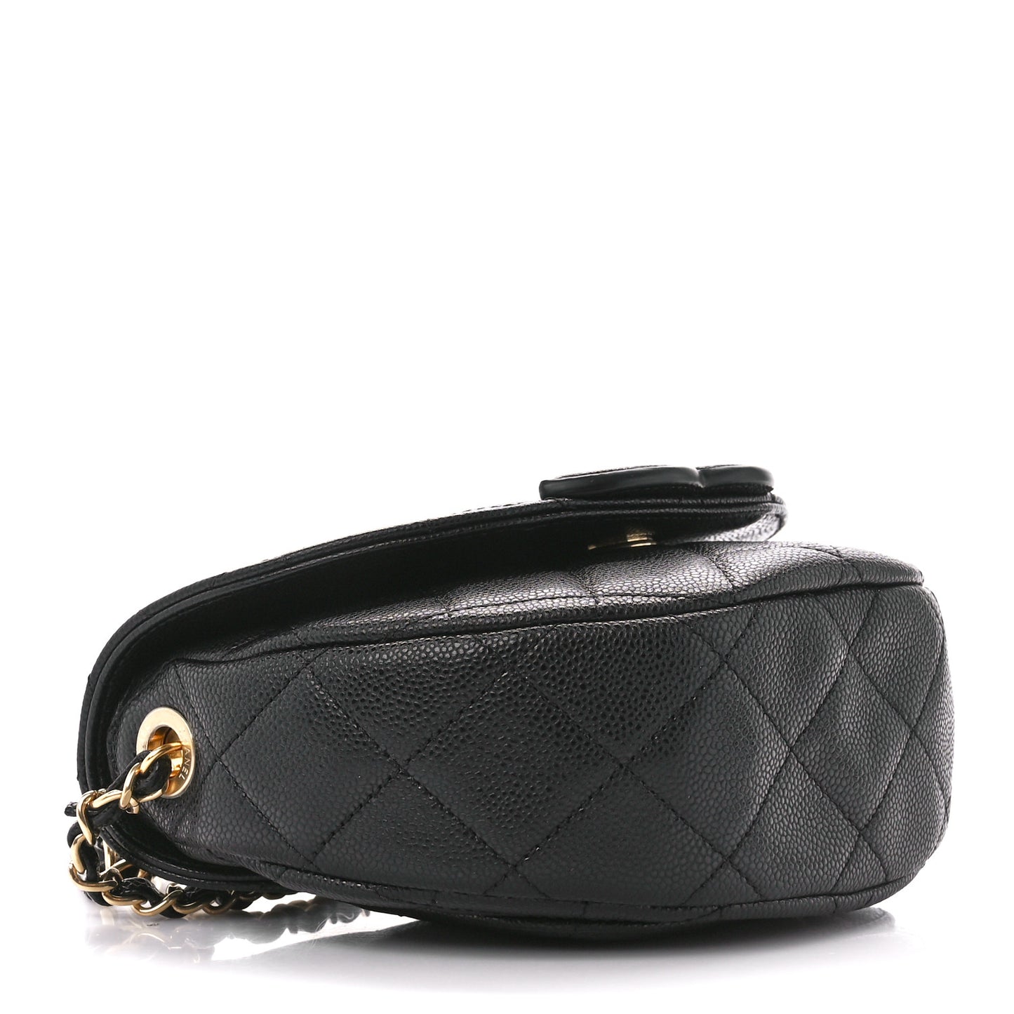 Caviar Quilted Mini Messenger Flap Black