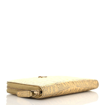 Chanel Metallic Calfskin Crocodile Embossed Small Zip Wallet Gold 3 of 6