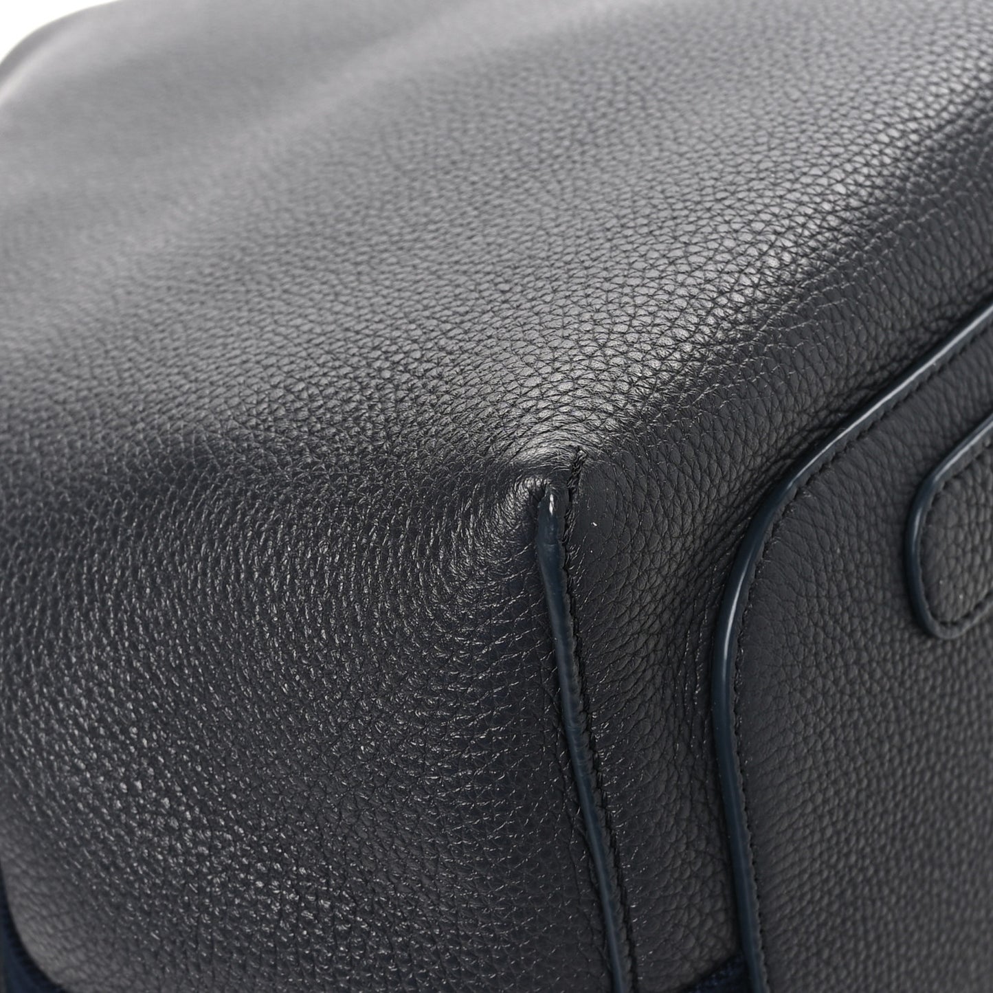 Grained Calfskin Large Bale Bag Navy Blue