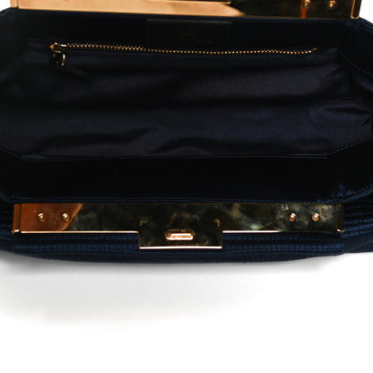 Lanvin Satin Quilted Trilogy Clutch Navy 6 of 13
