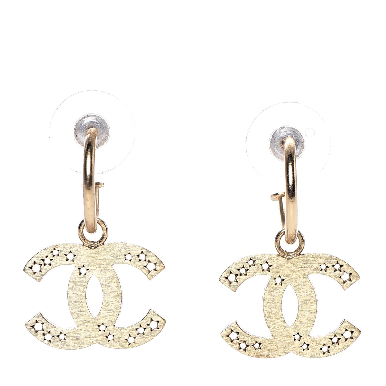 Chanel CC Star Drop Earrings Gold 1 of 3