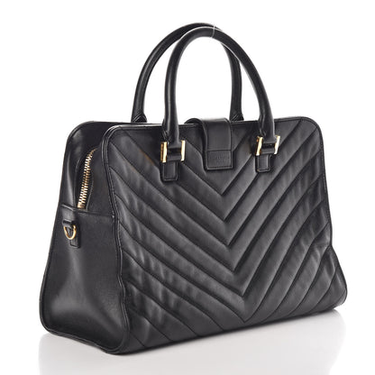 Saint Laurent Calfskin Matelasse Chevron Small Monogram Cabas Black 3 of 8